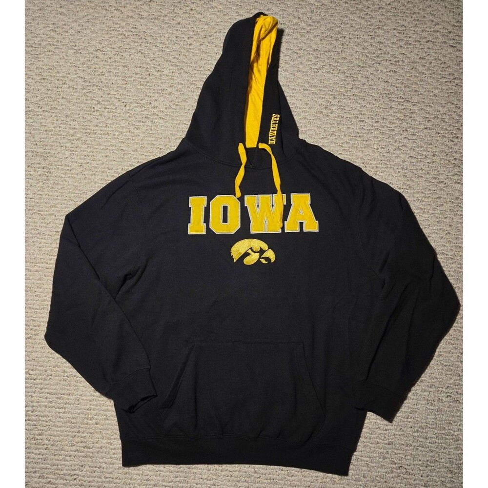 Stadium Iowa Hawkeyes Hoodie Black Gold Fleece Plus Size XXL Embroidered